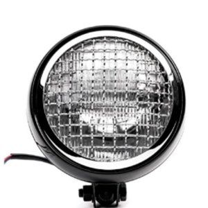 6" Black & Chrome Motorcycle Headlight Mesh Grill High Low Headlamp Bottom Mount